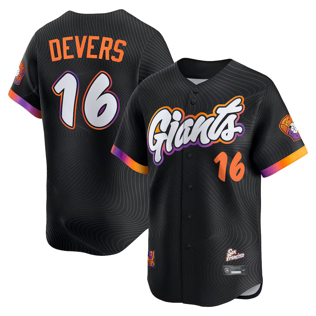 San Francisco Giants #16 Rafael Devers Black 2025 City Connect Limited Player Baseball Jersey