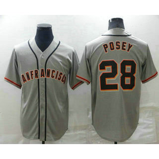 San Francisco Giants #28 Buster Posey Grey Stitched Cool Baseball Jersey
