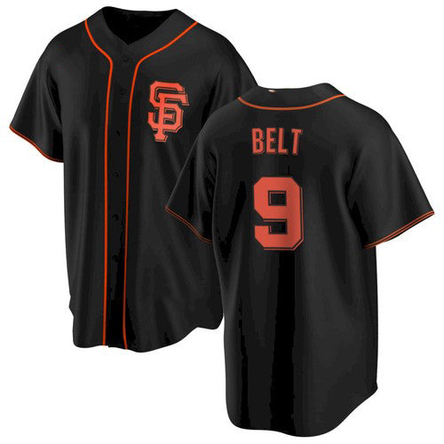 San Francisco Giants #9 Brandon Belt Black Alternate Baseball Jersey