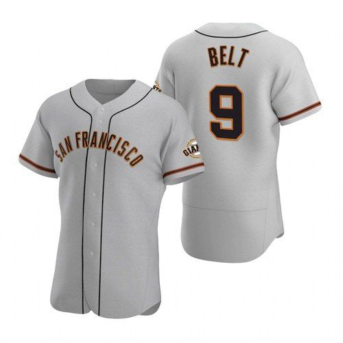 San Francisco Giants #9 Brandon Belt Gray Road Baseball Jersey