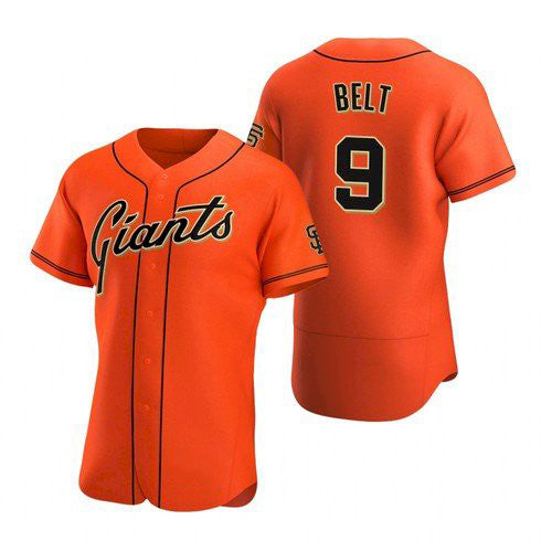San Francisco Giants #9 Brandon Belt Orange Alternate Baseball Jersey