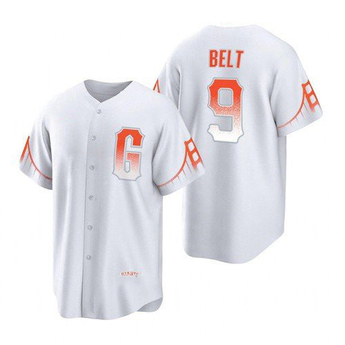 San Francisco Giants #9 Brandon Belt White 2021 City Connect Cool Baseball Jersey