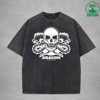 Dragon Tattoo Interest Printed Washed T-Shirt 230G Multicolor Loose Trendy Fashionable Cotton Short Sleeve Top