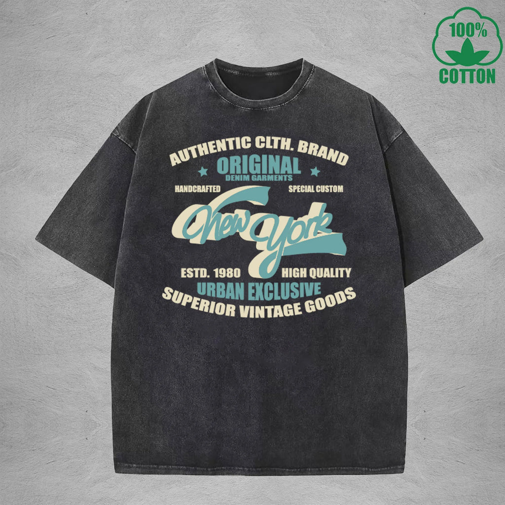 Original Interest Printed Washed T-Shirt 230G Multicolor Loose Trendy Fashionable Cotton Short Sleeve Top