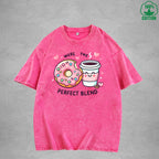 Were The Perfect BlendInterest Printed Washed T-Shirt 230G Loose Trendy Fashionable 100%Cotton Short Sleeve Top