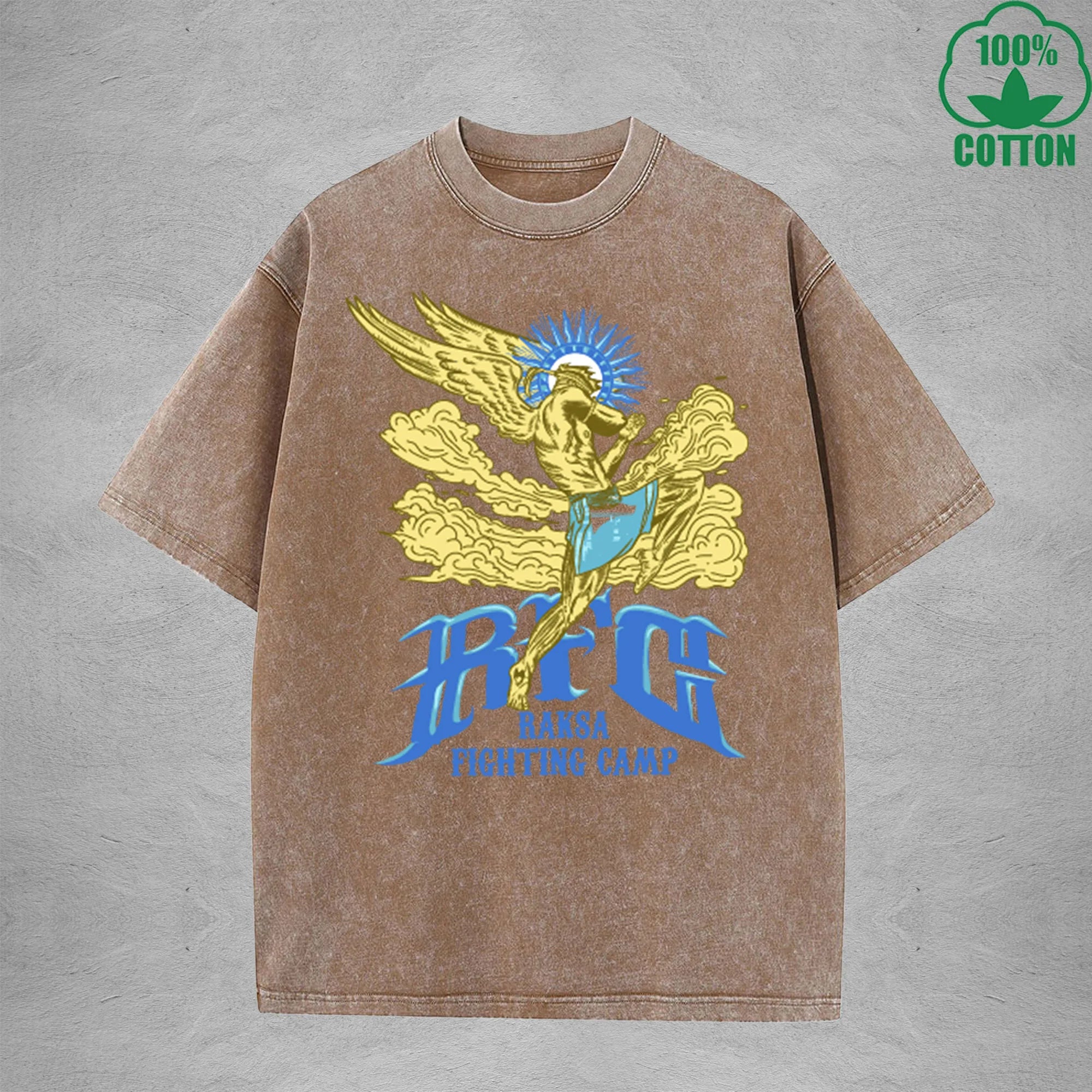 Deity American Retro 230G Washed T-Shirt Available in Multiple Colors Fashionable Pure Cotton Short Sleeve