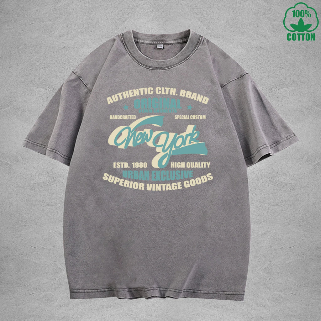 Original Interest Printed Washed T-Shirt 230G Multicolor Loose Trendy Fashionable Cotton Short Sleeve Top