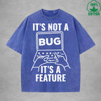 Its Not A BugInterest Printed Washed T-Shirt 230G Loose Trendy Fashionable 100%Cotton Short Sleeve Top