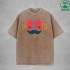 April Fool Days Interest Printed Washed T-Shirt 230G Multicolor Loose Trendy Fashionable 100%Cotton Short Sleeve Top