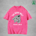 The Brave WolfInterest Printed Washed T-Shirt 230G Multicolor Loose Trendy Fashionable 100%Cotton Short Sleeve Top
