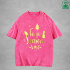 Merry Christmas Interest Printed Washed T-Shirt 230G Multicolor Loose Trendy Fashionable 100%Cotton Short Sleeve Top