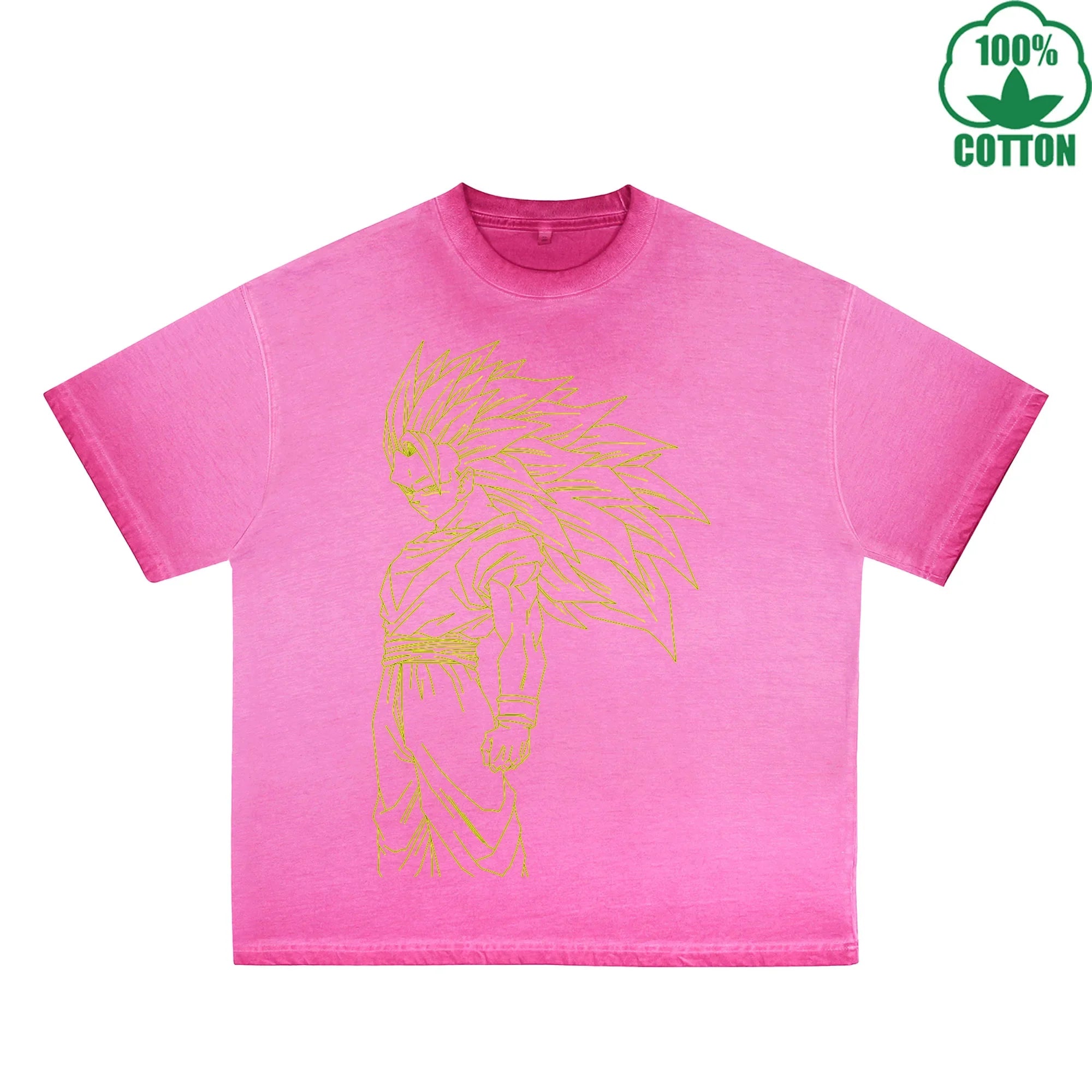 Golden Figure Pattern Multicolor 230G Dirty Wash Loose T-Shirt Comfortable Pure Cotton Breathable Short Sleeve Couple Style