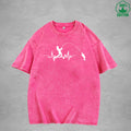 Fisherman Interesting Printed Washed T-Shirt 230G Multicolor Loose Trendy Fashionable Cotton Short Sleeve Top