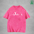 Fisherman Interesting Printed Washed T-Shirt 230G Multicolor Loose Trendy Fashionable Cotton Short Sleeve Top