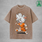 Dog GOKUInterest Printed Washed T-Shirt 230G Loose Trendy Fashionable 100%Cotton Short Sleeve Top