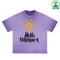 Summer Printed Dirty WashT-Shirt 230G Multicolor Loose Trendy Fashionable 100%Cotton Short Sleeve Top