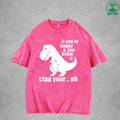 DinosaurInterest Printed Washed T-Shirt 230G Loose Trendy Fashionable 100%Cotton Short Sleeve Top