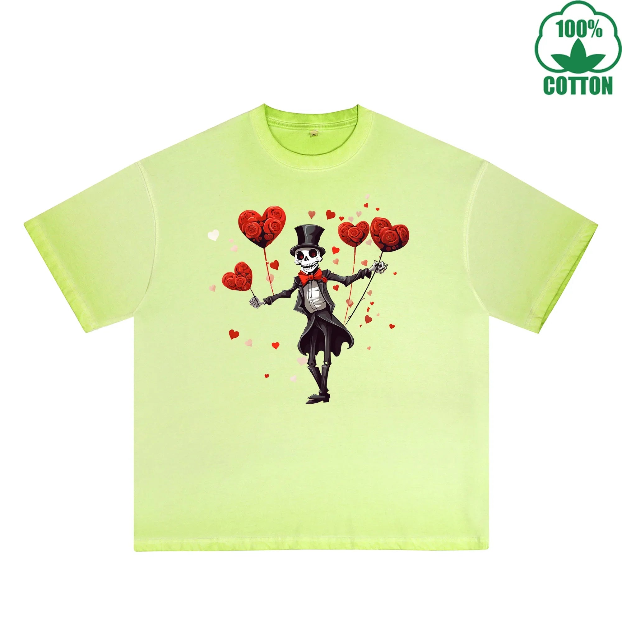 LOVE Printed Dirty Wash T-Shirt 230G Multicolor Loose Trendy Fashionable 100%Cotton Short Sleeve Top