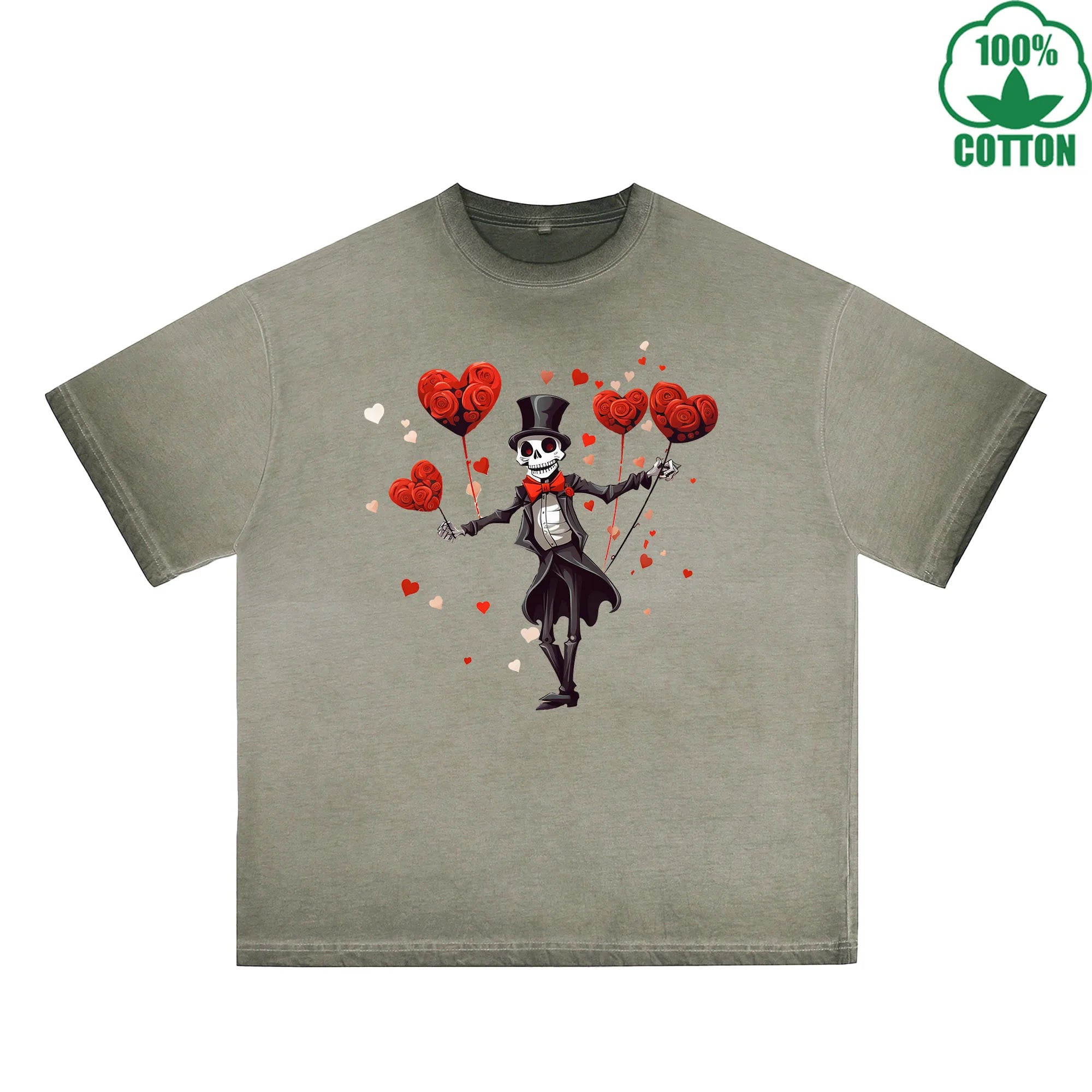 LOVE Printed Dirty Wash T-Shirt 230G Multicolor Loose Trendy Fashionable 100%Cotton Short Sleeve Top