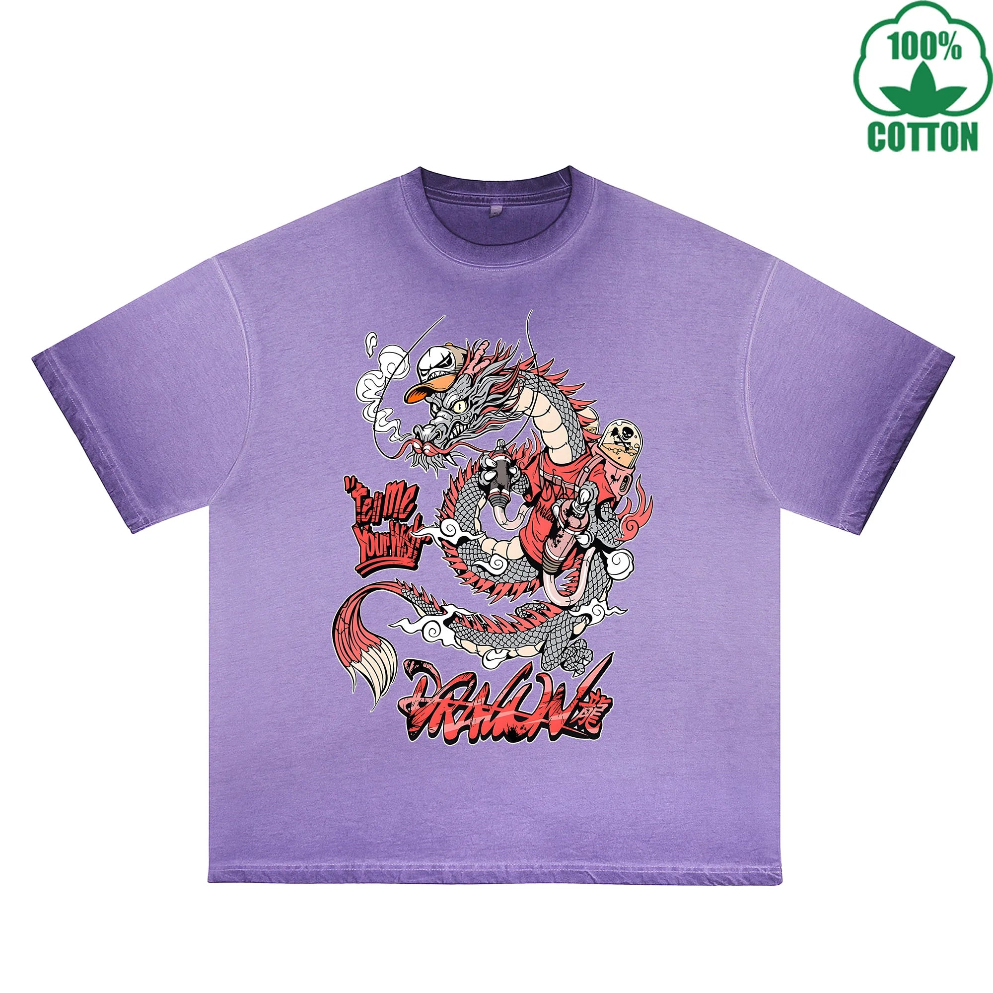 Blood Butterfly Printed Dirty WashT-Shirt 230G Multicolor Loose Trendy Fashionable 100%Cotton Short Sleeve Top