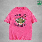 Youre Souper SpecialInterest Printed Washed T-Shirt 230G Loose Trendy Fashionable 100%Cotton Short Sleeve Top