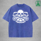 Dragon Tattoo Interest Printed Washed T-Shirt 230G Multicolor Loose Trendy Fashionable Cotton Short Sleeve Top