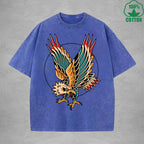 EagleInterest Printed Washed T-Shirt 230G Multicolor Loose Trendy Fashionable 100%Cotton Short Sleeve Top