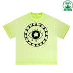 Crystal Ball Printed Dirty WashT-Shirt 230G Multicolor Loose Trendy Fashionable 100%Cotton Short Sleeve Top