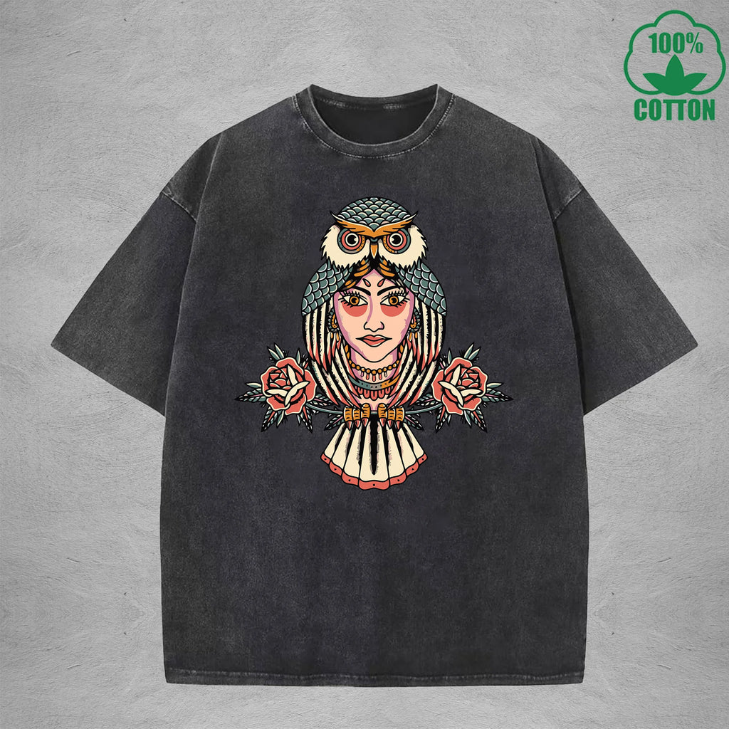 High PriestInterest Printed Washed T-Shirt 230G Multicolor Loose Trendy Fashionable 100%Cotton Short Sleeve Top