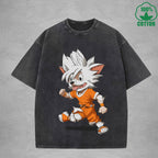 Dog GOKUInterest Printed Washed T-Shirt 230G Loose Trendy Fashionable 100%Cotton Short Sleeve Top