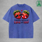 Love With YouInterest Printed Washed T-Shirt 230G Loose Trendy Fashionable 100%Cotton Short Sleeve Top