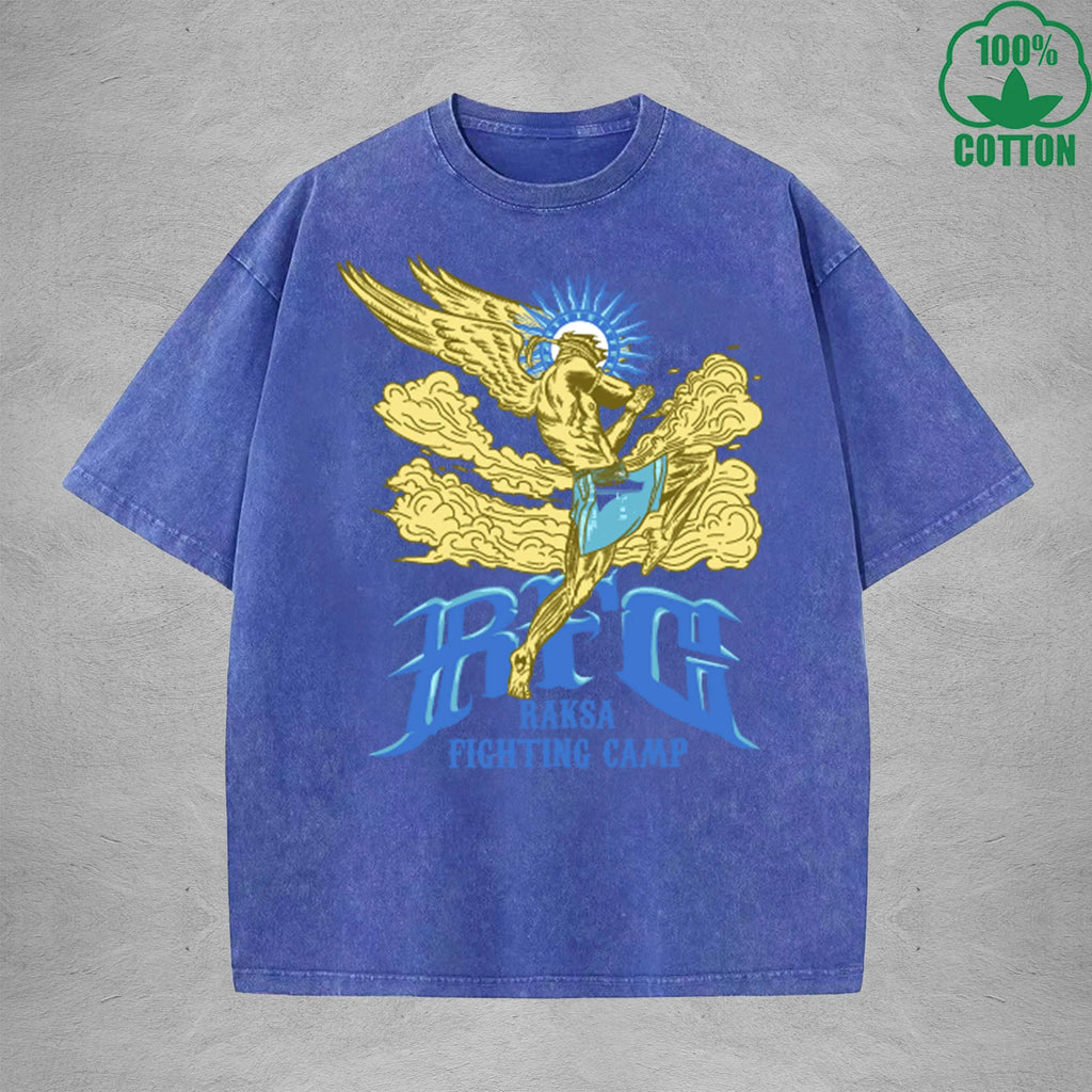 Deity American Retro 230G Washed T-Shirt Available in Multiple Colors Fashionable Pure Cotton Short Sleeve