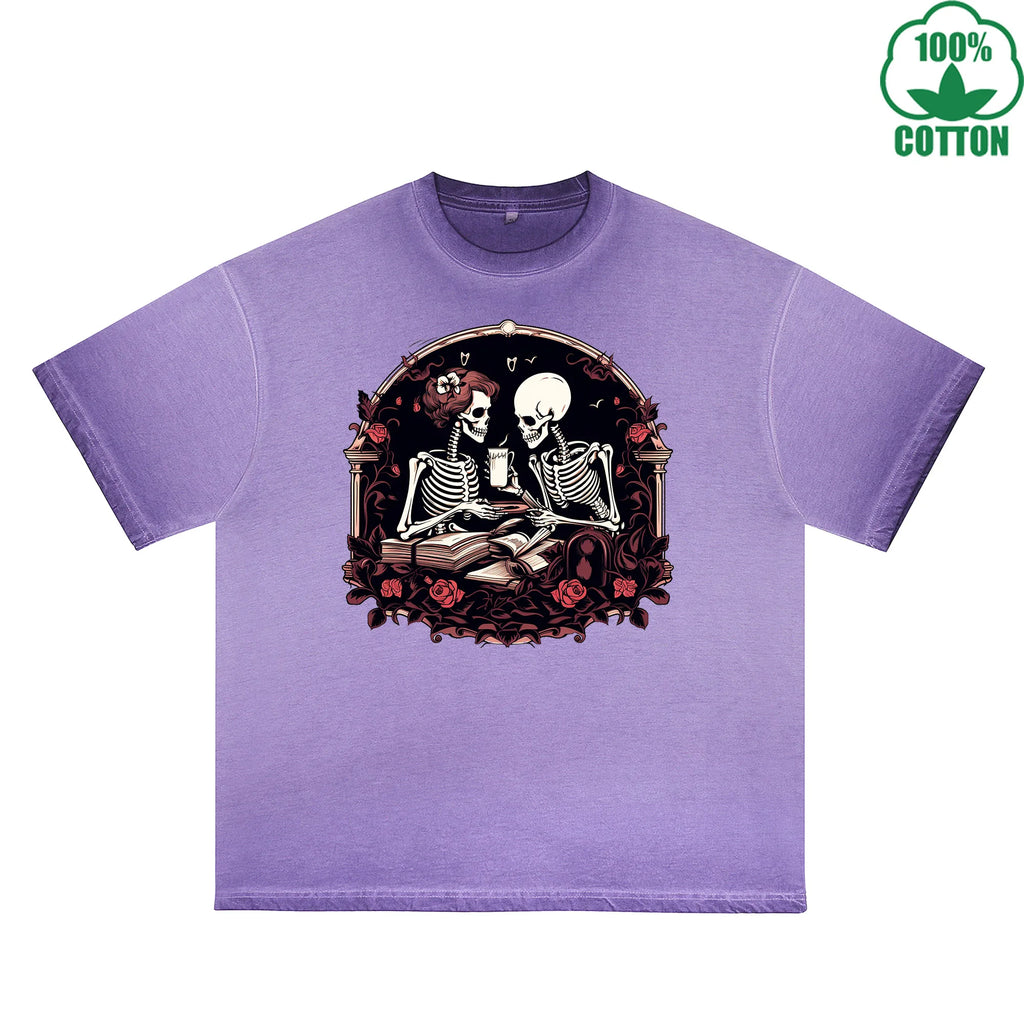 Love Printed Dirty Wash T-Shirt 230G Multicolor Loose Trendy Fashionable 100%Cotton Short Sleeve Top