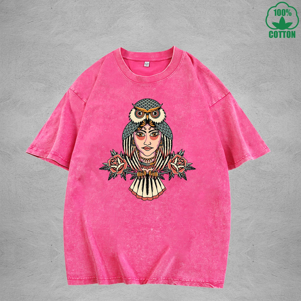 High PriestInterest Printed Washed T-Shirt 230G Multicolor Loose Trendy Fashionable 100%Cotton Short Sleeve Top