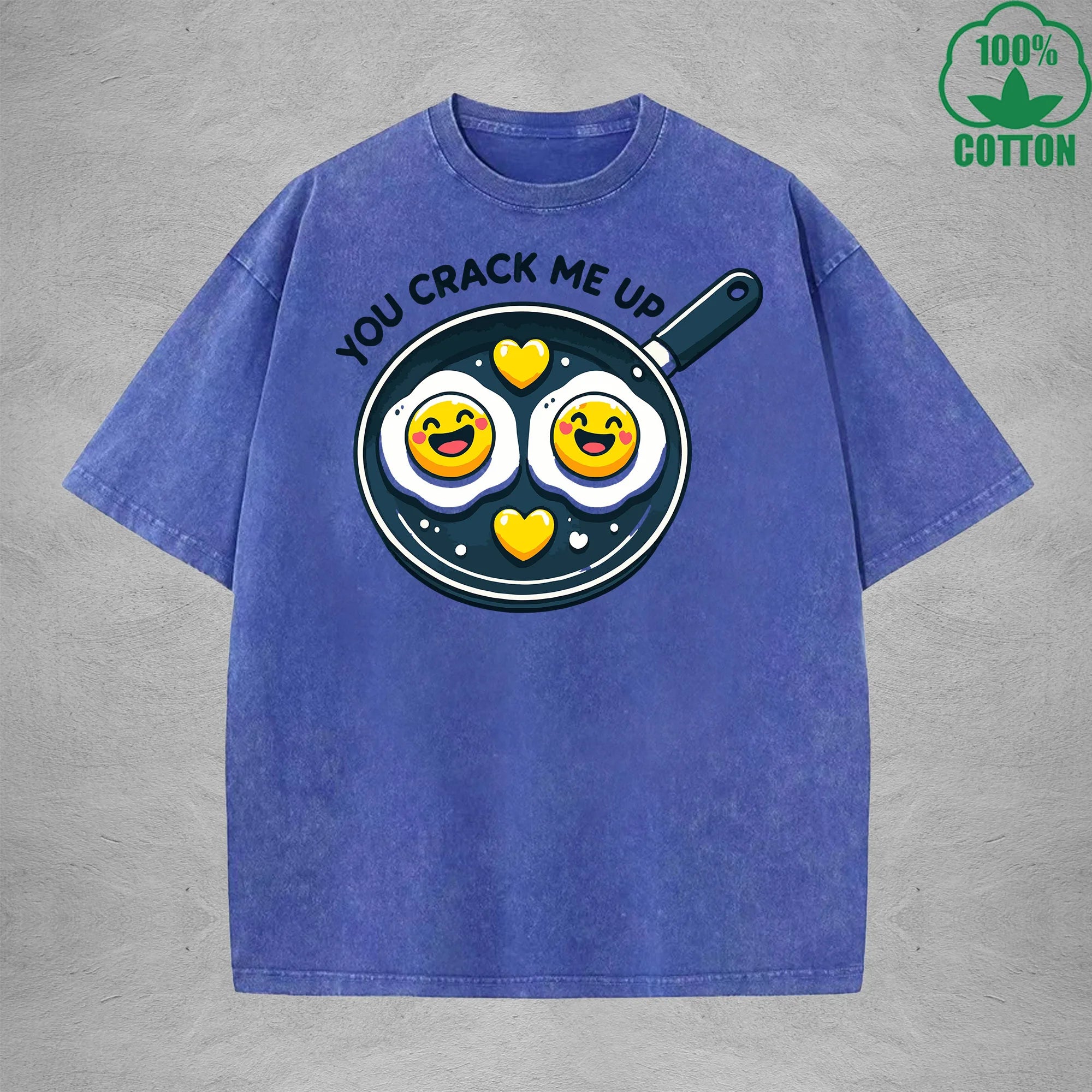 You Crack Me UpInterest Printed Washed T-Shirt 230G Loose Trendy Fashionable 100%Cotton Short Sleeve Top