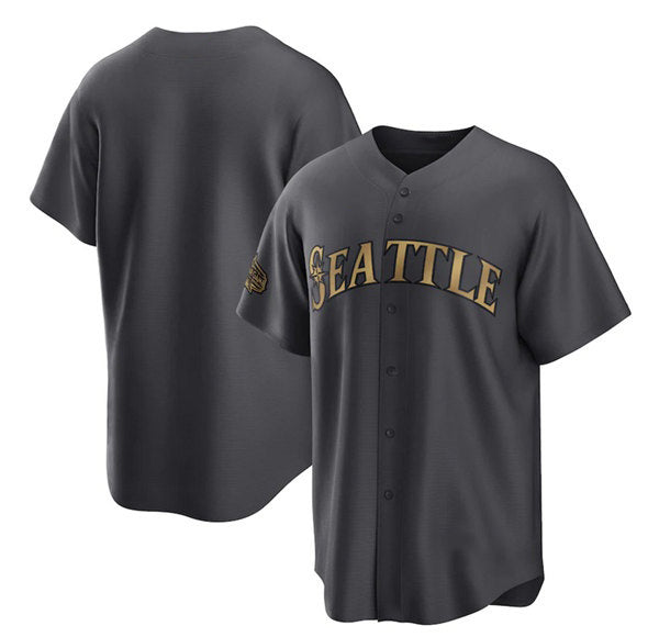 Seattle Mariners Blank Charcoal 2022 All-Star Cool Base Stitched Baseball Jersey