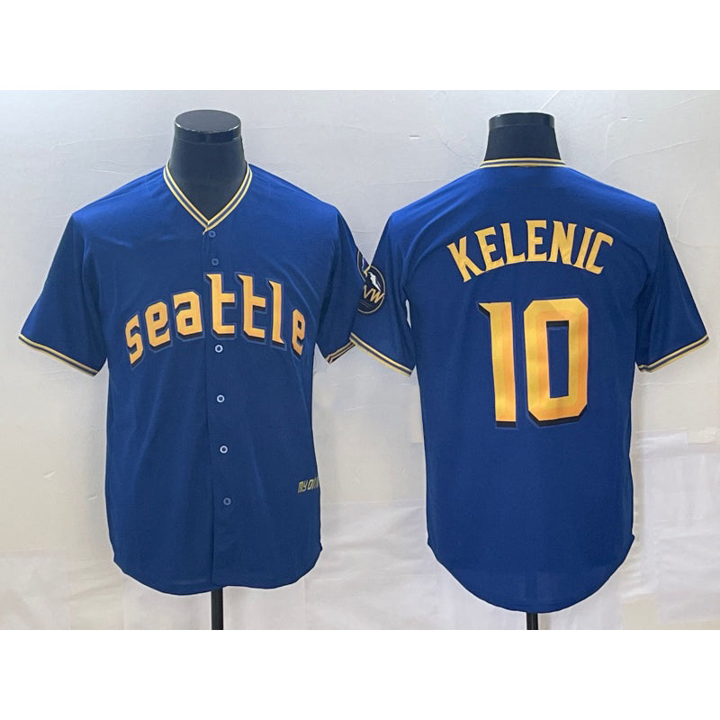 Seattle Mariners #10 Jarred Kelenic Blue 2023 City Connect Cool Base Stitched Baseball Jersey