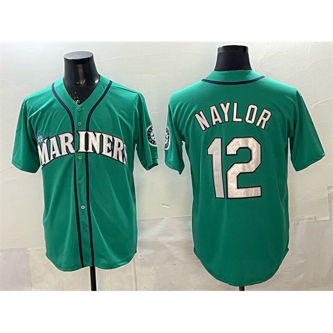 Seattle Mariners #12 Josh Naylor Aqua Limited Stitched Baseball Jersey