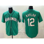 Seattle Mariners #12 Josh Naylor Aqua Limited Stitched Baseball Jersey