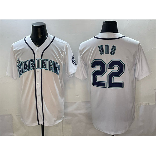 Seattle Mariners #22 Bryan Woo White Cool Base Stitched Baseball Jersey