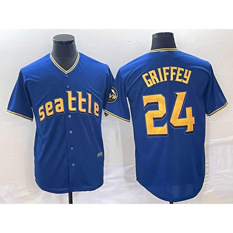 Seattle Mariners #24 Ken Griffey Blue 2023 City Connect Cool Base Stitched Baseball Jersey