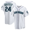 Seattle Mariners #24 Ken Griffey Jr. White Home Replica Baseball Jersey