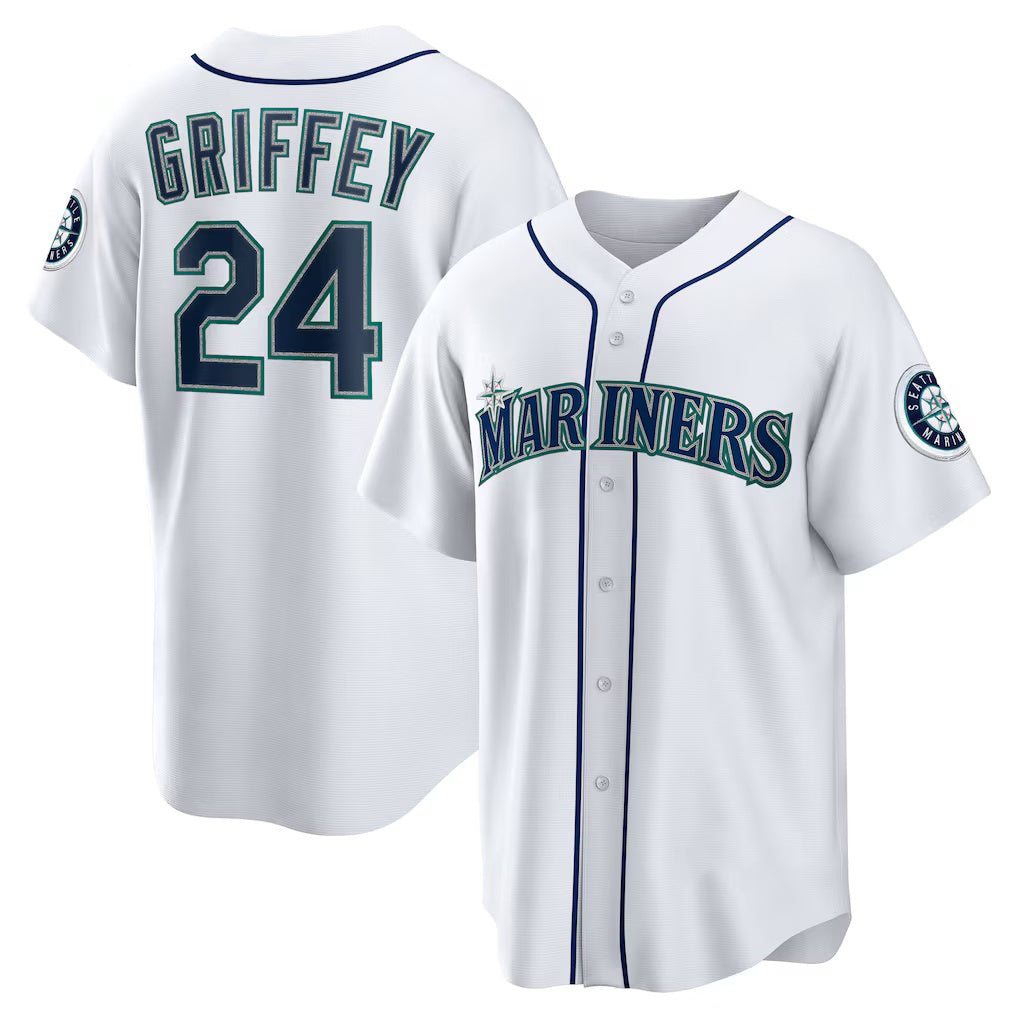Seattle Mariners #24 Ken Griffey Jr. White Home Replica Baseball Jersey