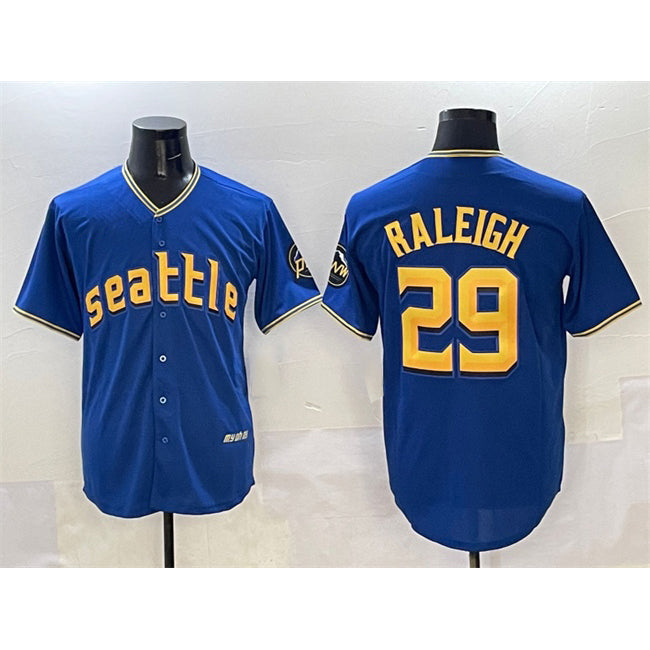 Seattle Mariners #29 Cal Raleigh Royal City Connect Cool Base Stitched Baseball Jersey