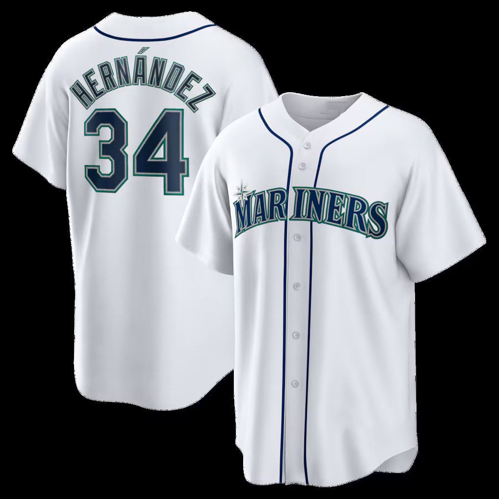 Seattle Mariners #34 Felix Hernandez White Home Retired Player Replica Baseball Jersey