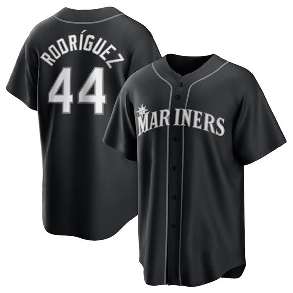 Seattle Mariners #44 Julio Rodríguez Black Lights Out Limited Stitched Baseball Jersey