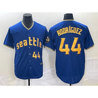 Seattle Mariners #44 Julio Rodriguez Number Blue 2023 City Connect Cool Base Stitched Baseball Jersey