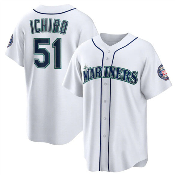 Seattle Mariners #51 Ichiro Suzuki White Cool Base Stitched Baseball Jersey