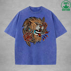 PredatorInterest Printed Washed T-Shirt 230G Multicolor Loose Trendy Fashionable 100%Cotton Short Sleeve Top