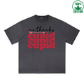 Destiny Grass Printed Dirty Wash T-Shirt 230G Multicolor Loose Trendy Fashionable 100%Cotton Short Sleeve Top
